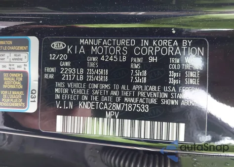 2021 Kia Seltos Sx Turbo z USA, uszkodzony, nr VIN KNDETCA28M7187533